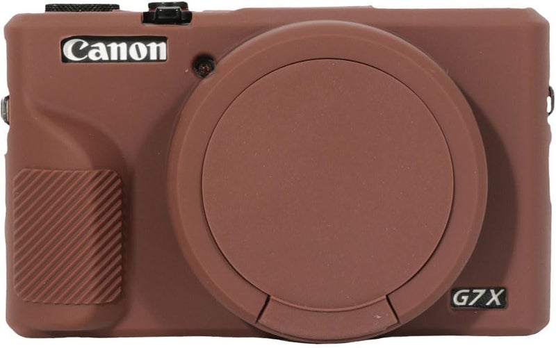 AEXUTDA Case for Canon Powershot G7X Mark III Digital Camera, G7X Mark iii Camera Silicone Case, Anti-Scratch Slim Fit Soft Skin, G7X Mark 3 Accessories with Detachable Lens Cover - Brown - Image 1